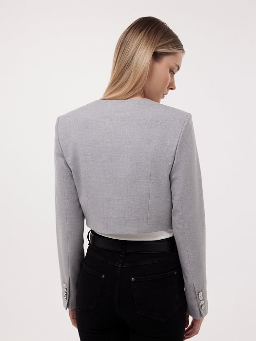 Укороченный жакет из костюмной ткани: фото №4