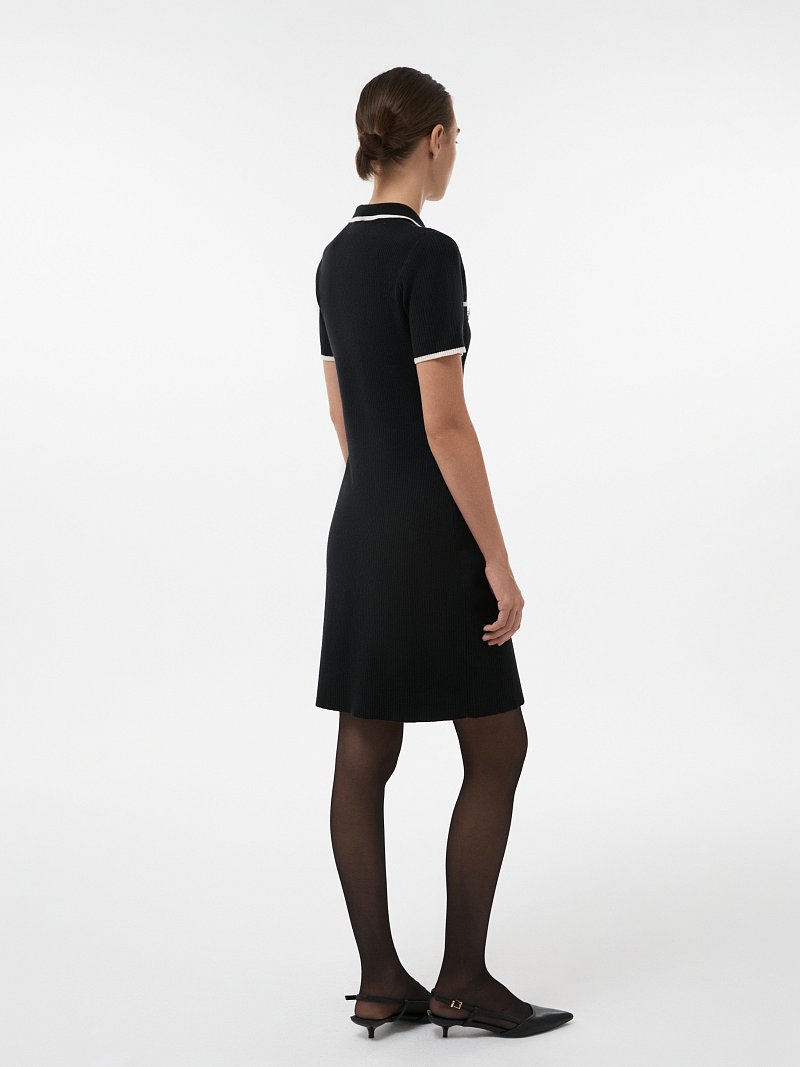 Платье-поло из трикотажа в рубчик