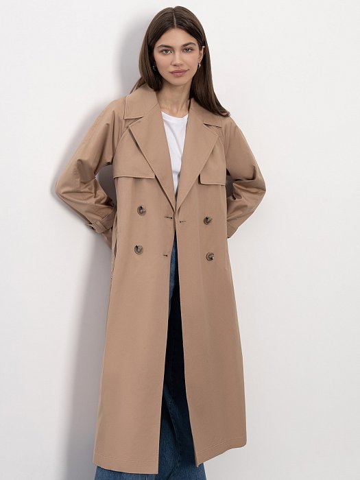 Плащ из хлопка с поясом: фото №8