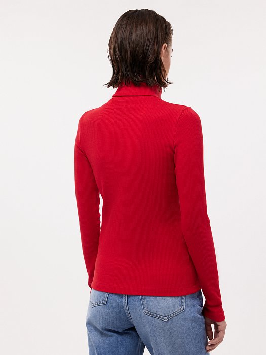 Облегающая водолазка из хлопка в рубчик: фото №4