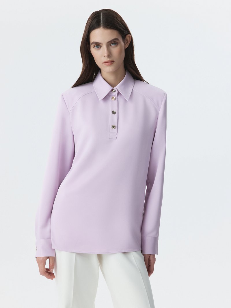 Атласная блуза-поло
