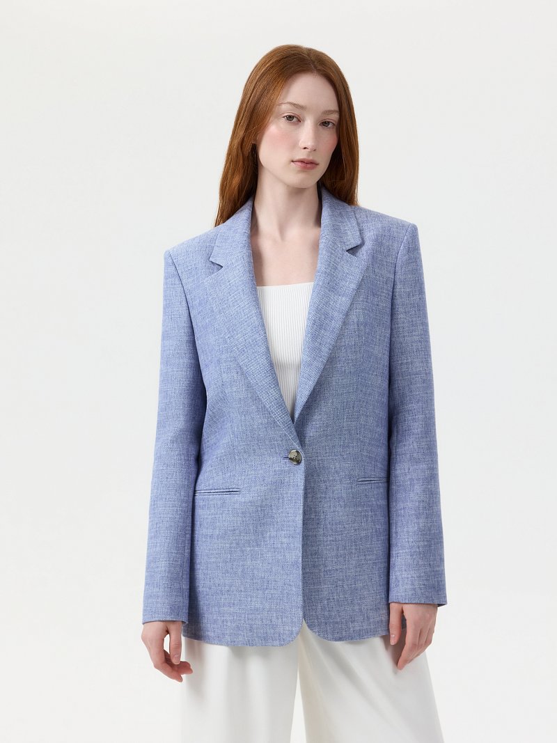 Прямой жакет со льном (Р158)