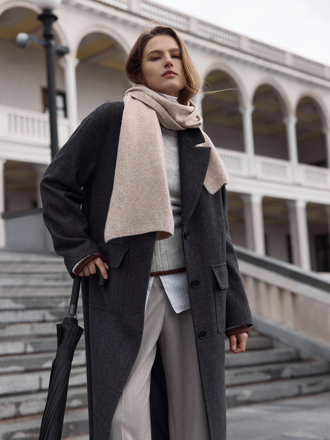 Свободное пальто «в елочку»: фото №1