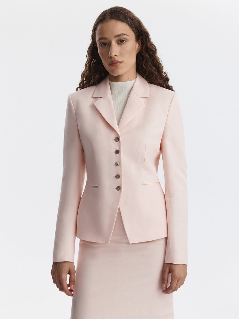 Приталенный жакет со льном (Р158)