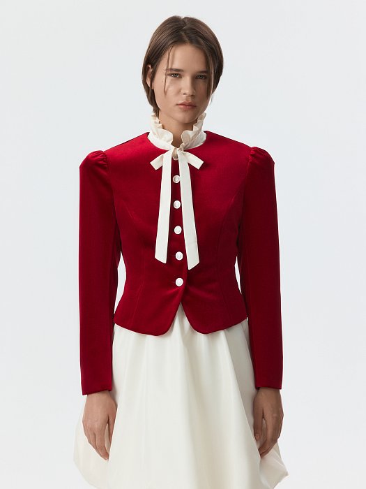 Бархатный жакет со съемным воротником: фото №3