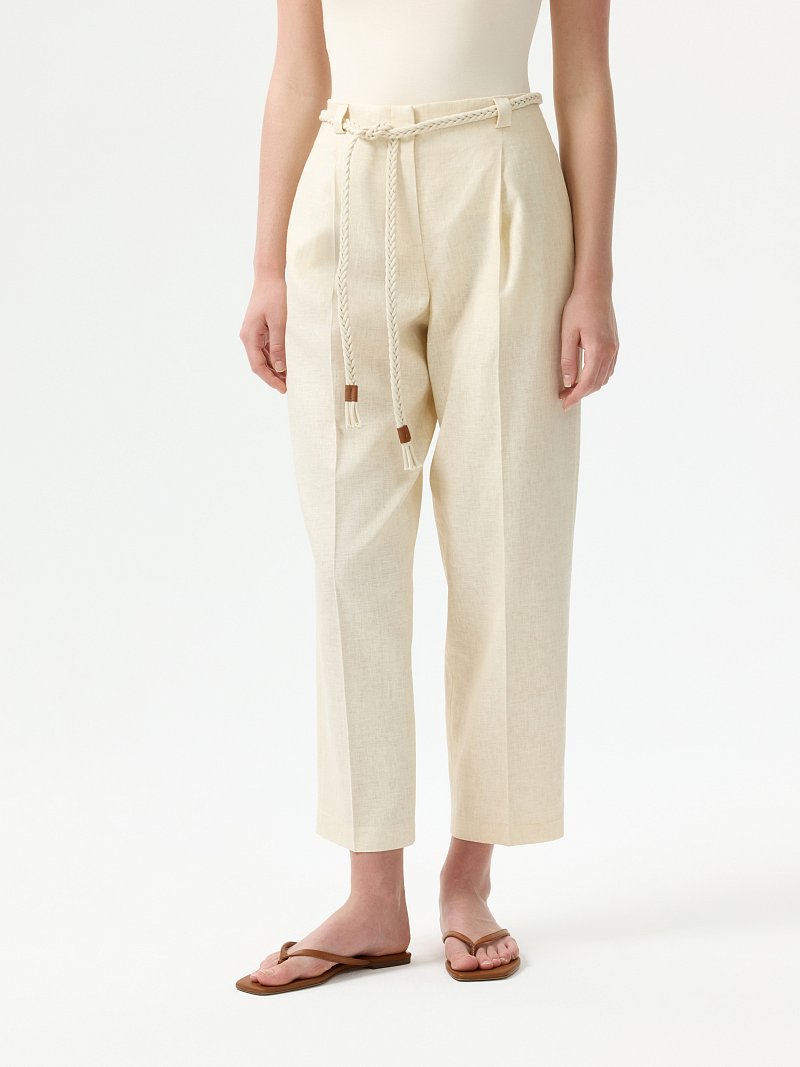 Укороченные брюки изо льна