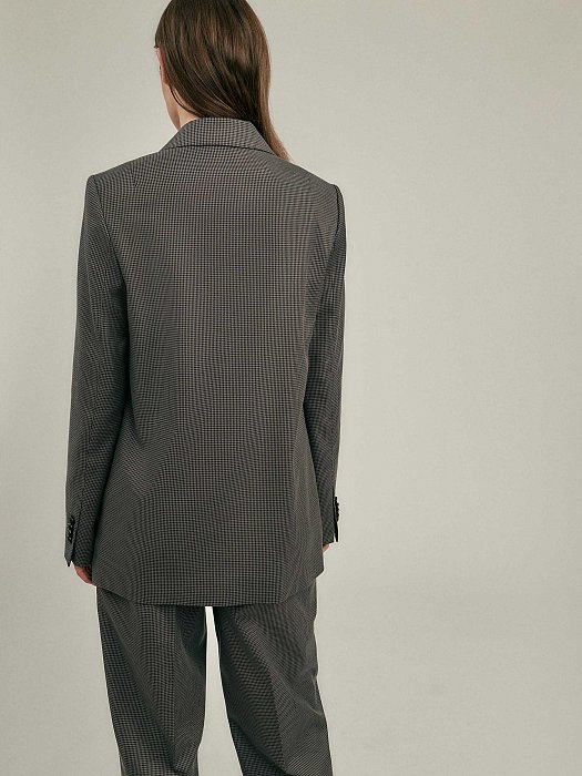 Двубортный жакет в гусиную лапку: фото №4