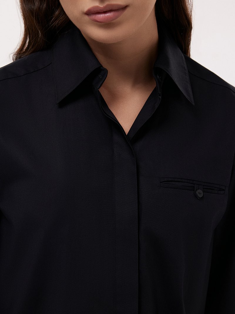 Хлопковая рубашка на потайной застежке