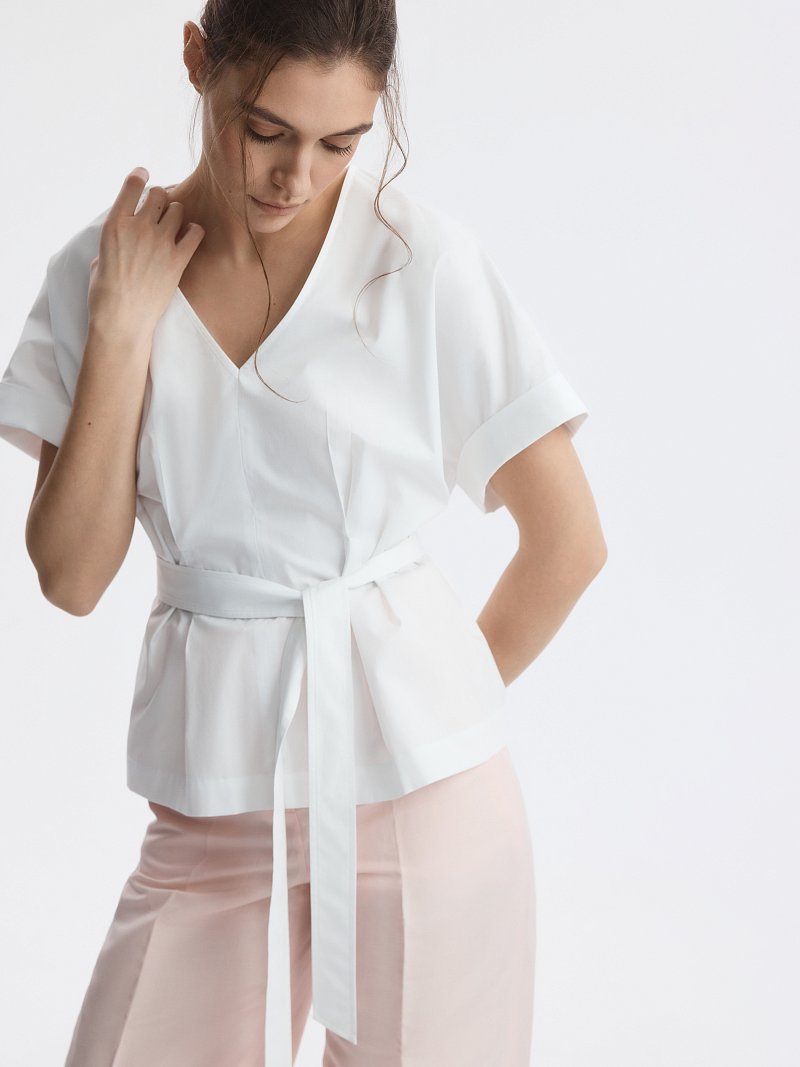 Блуза из хлопка с поясом