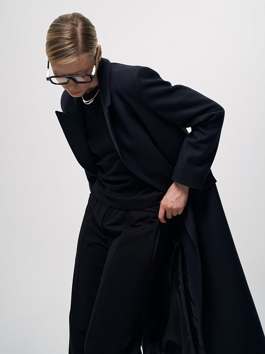 Удлиненное пальто из шерсти (Р158): фото №3