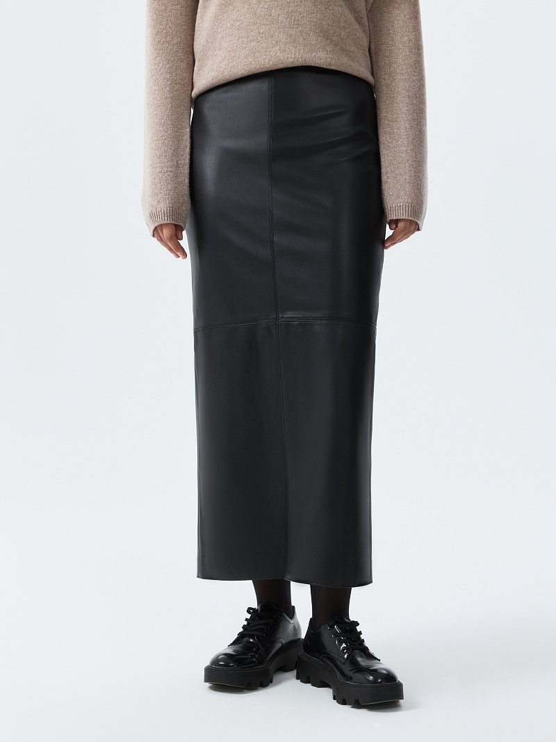 Юбка-макси из экокожи (Р158)