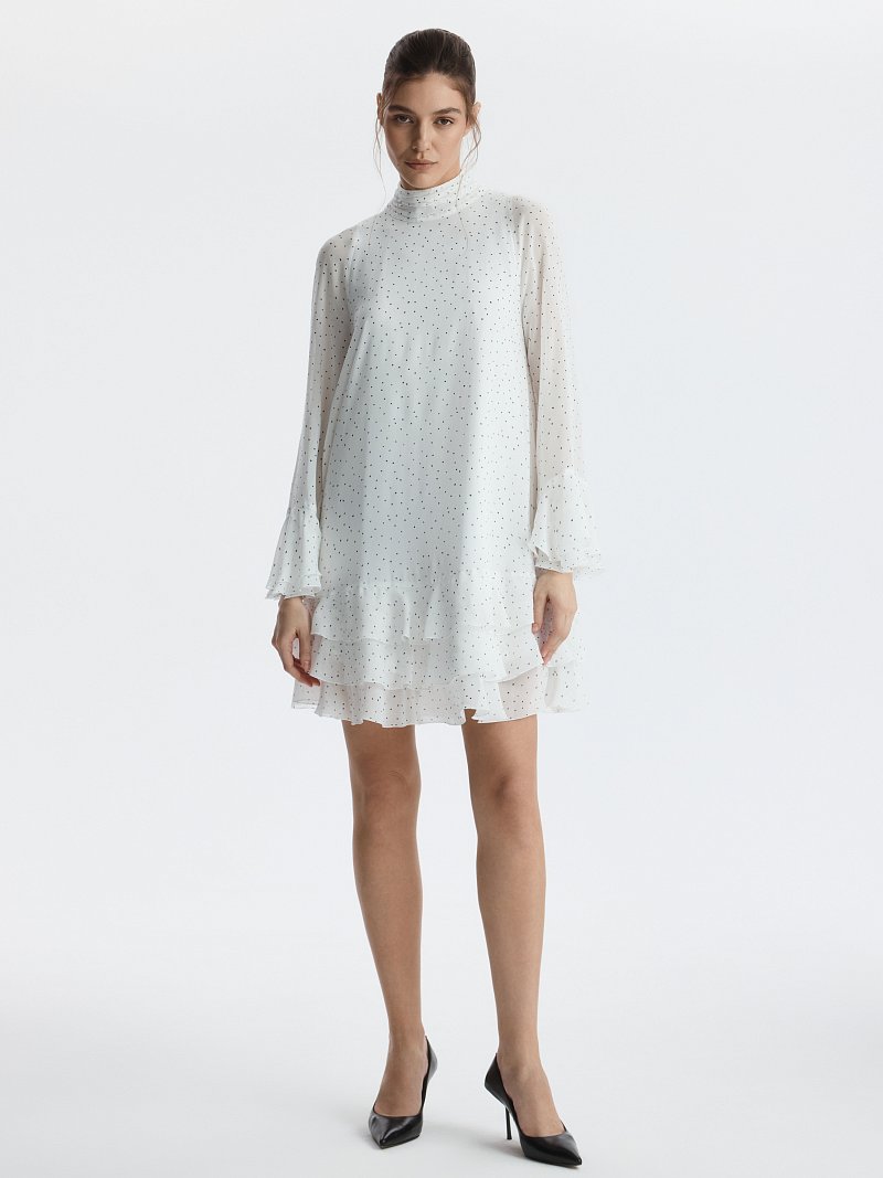 Шифоновое платье с воланами (Р158)