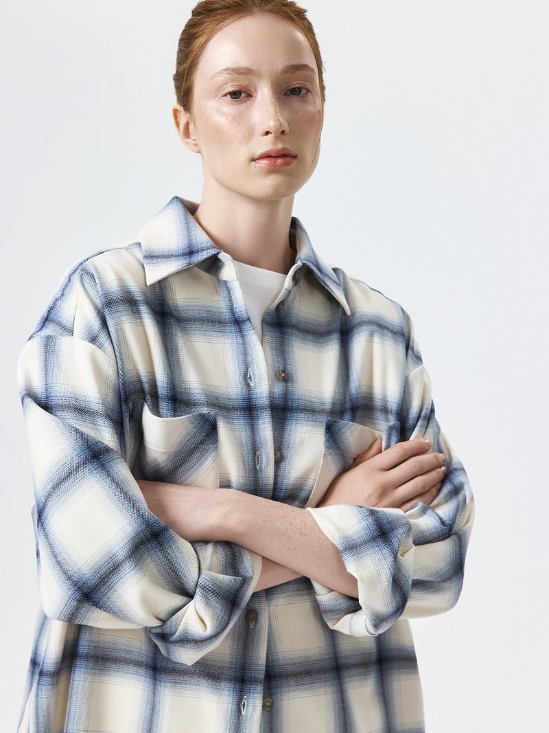 Клетчатая рубашка с карманами (Р158)