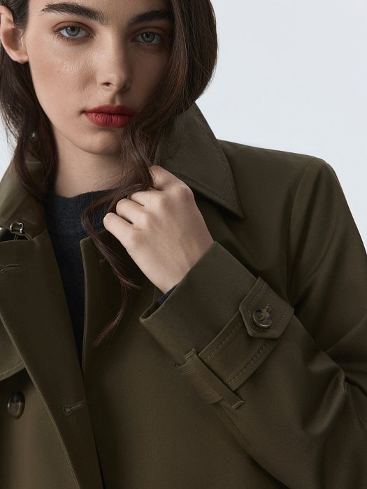 Двубортный плащ из хлопка: фото №6