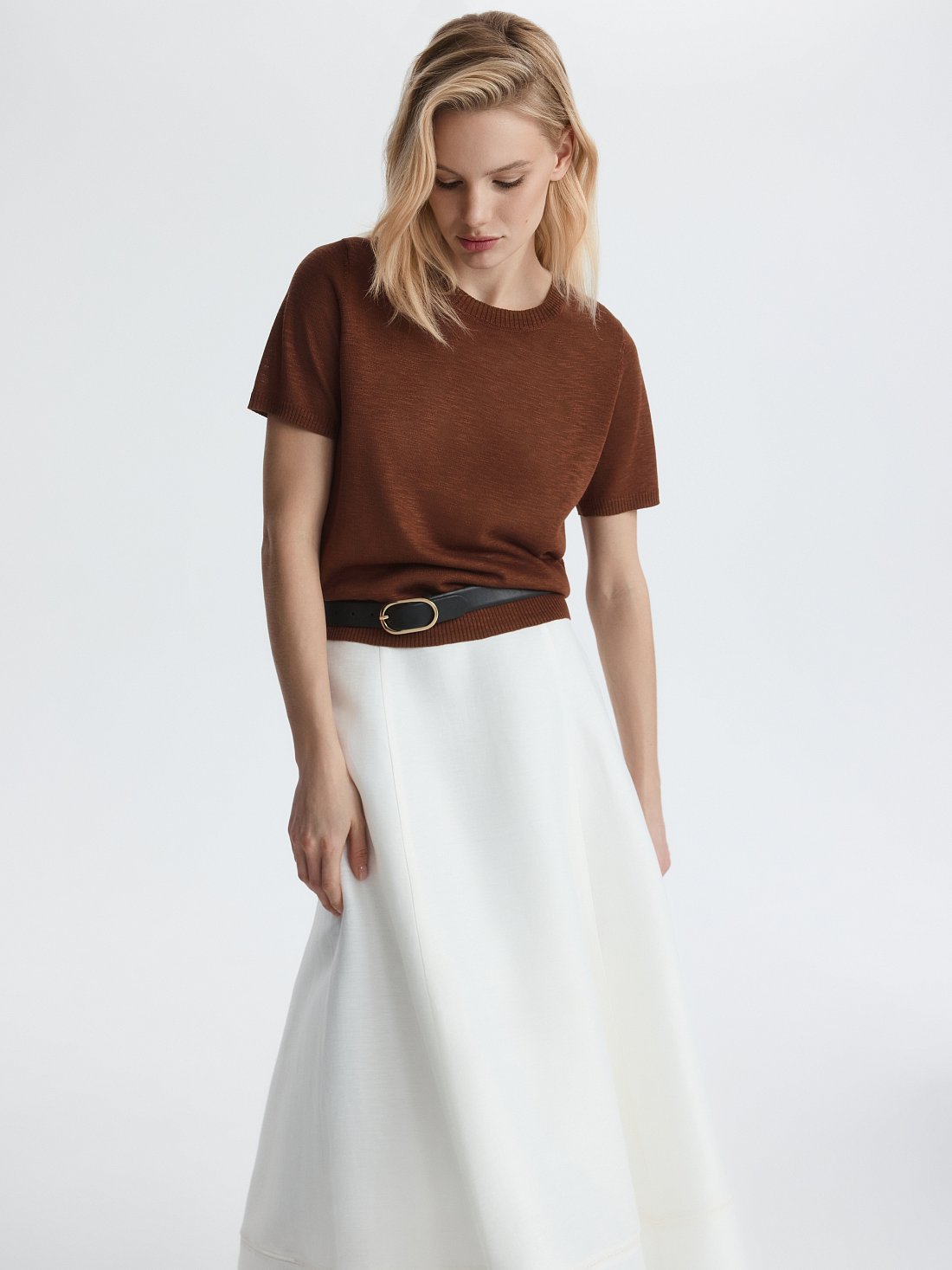 Расклешенная юбка изо льна (Р158): фото №1