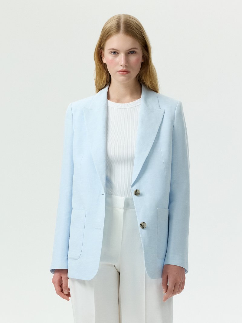 Однобортный жакет со льном (Р158)