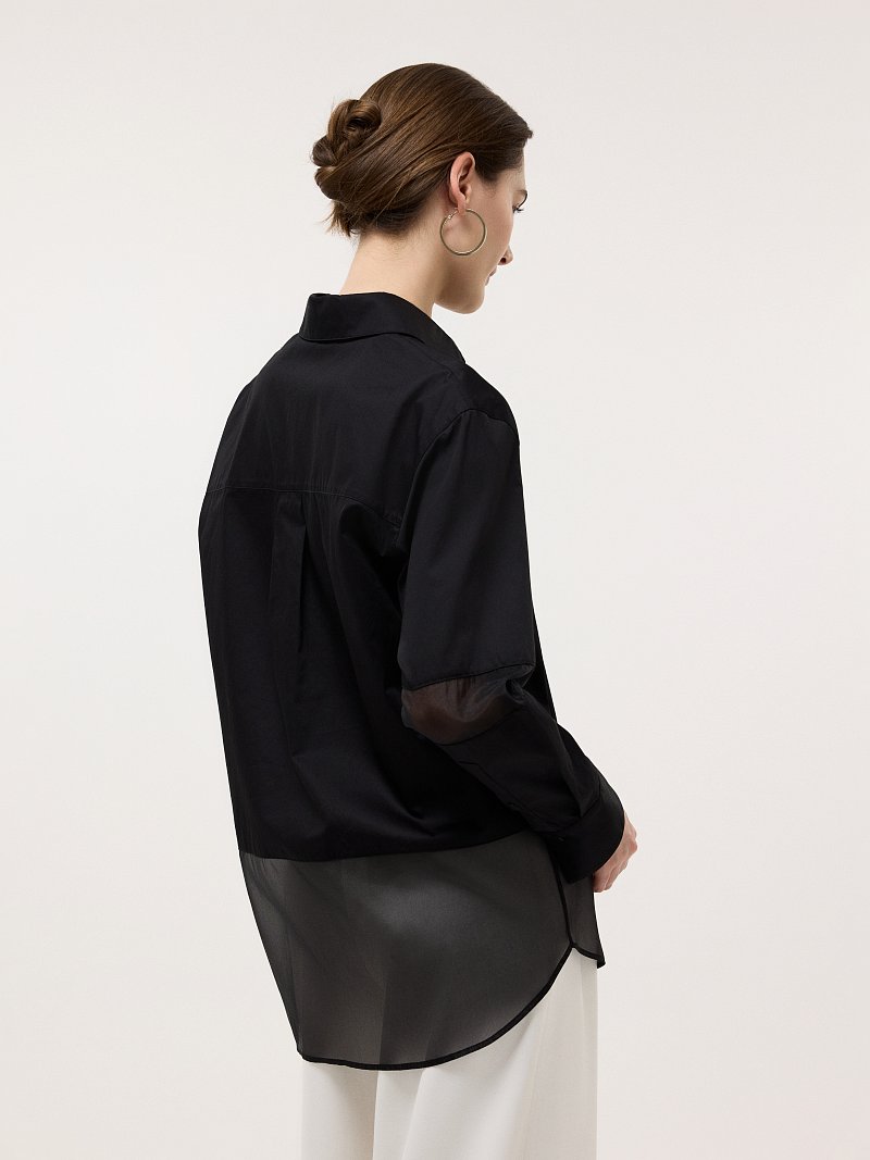 Хлопковая рубашка с органзой