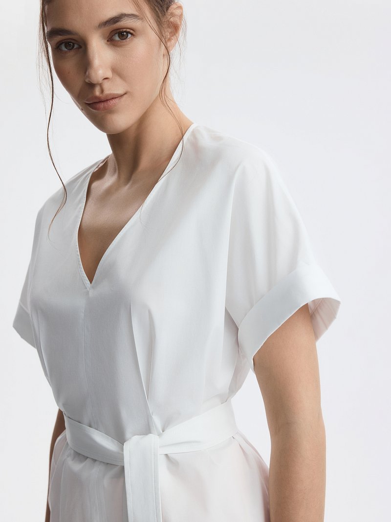 Блуза из хлопка с поясом