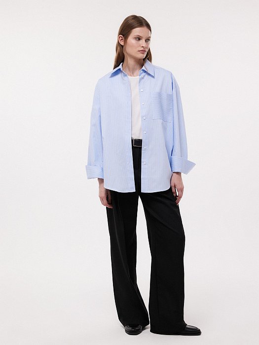 Рубашка из хлопка в полоску: фото №2