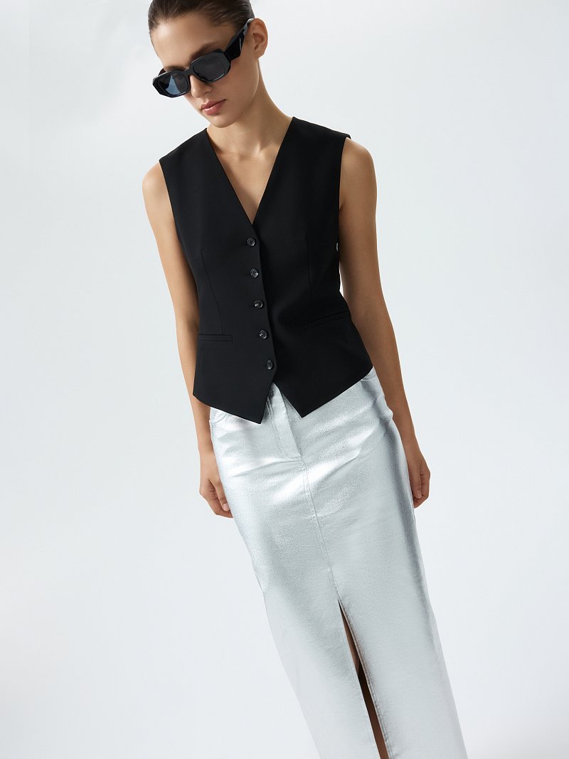 Юбка-макси с серебристым напылением