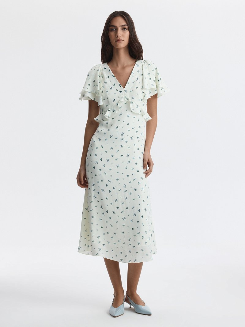 Атласное платье в цветочек