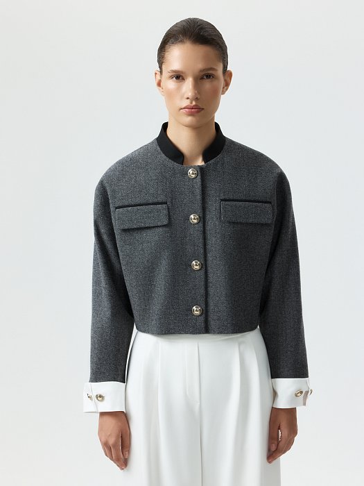 Укороченный жакет из твида: фото №4