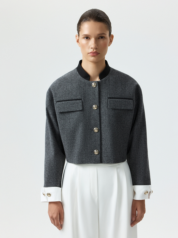 Укороченный жакет из твида