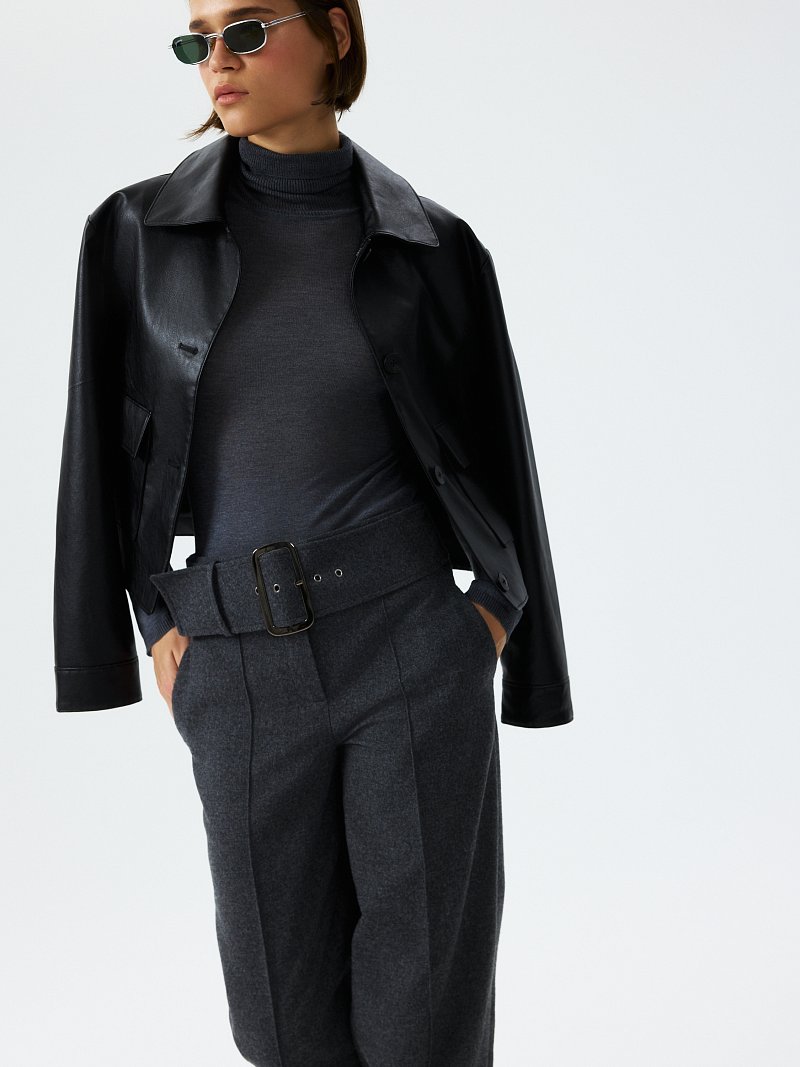 Зауженные брюки из фланели