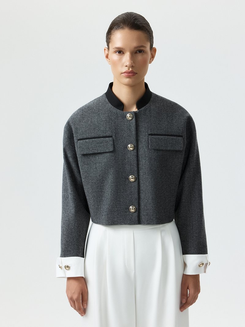 Укороченный жакет из твида