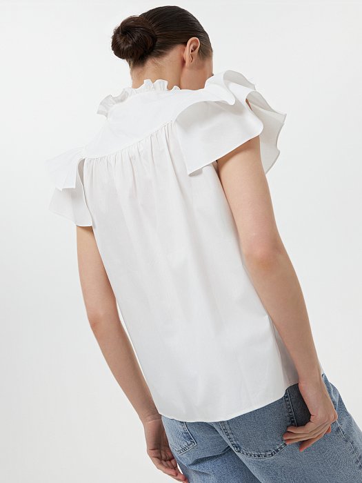 Хлопковая блуза с воланами: фото №4