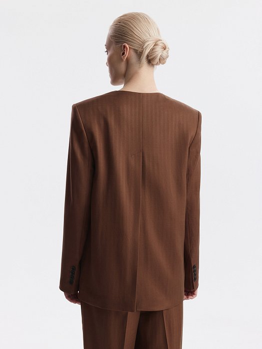 Двубортный жакет из тенселя и льна: фото №4