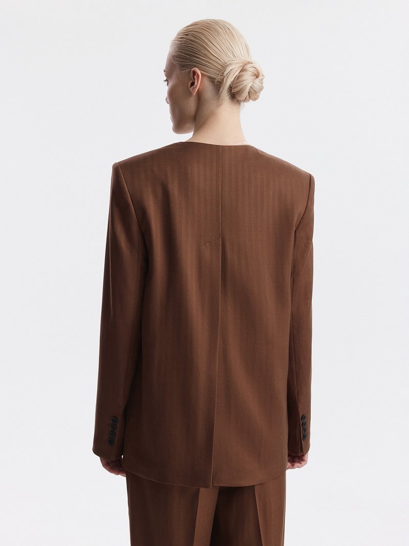 Двубортный жакет из тенселя и льна