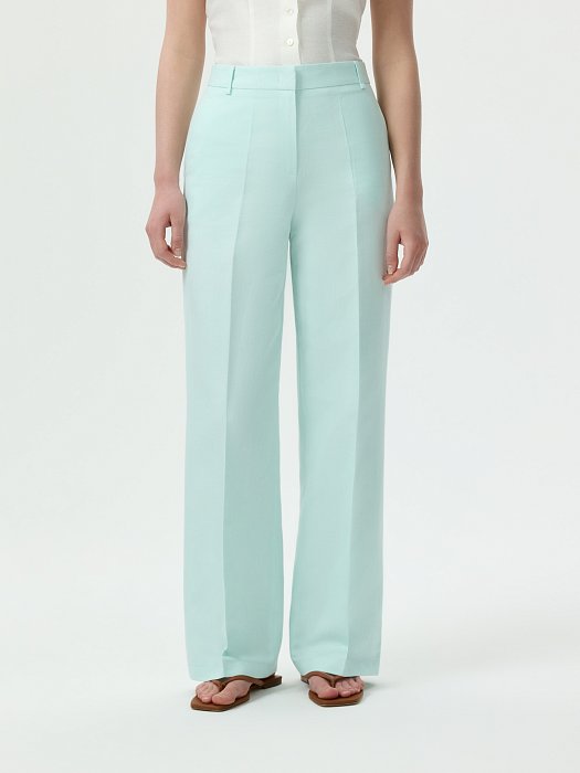 Классические брюки из хлопка и льна: фото №2