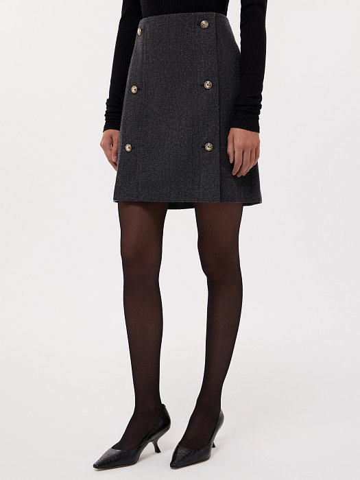 Мини-юбка из шерстяного драпа: фото №4