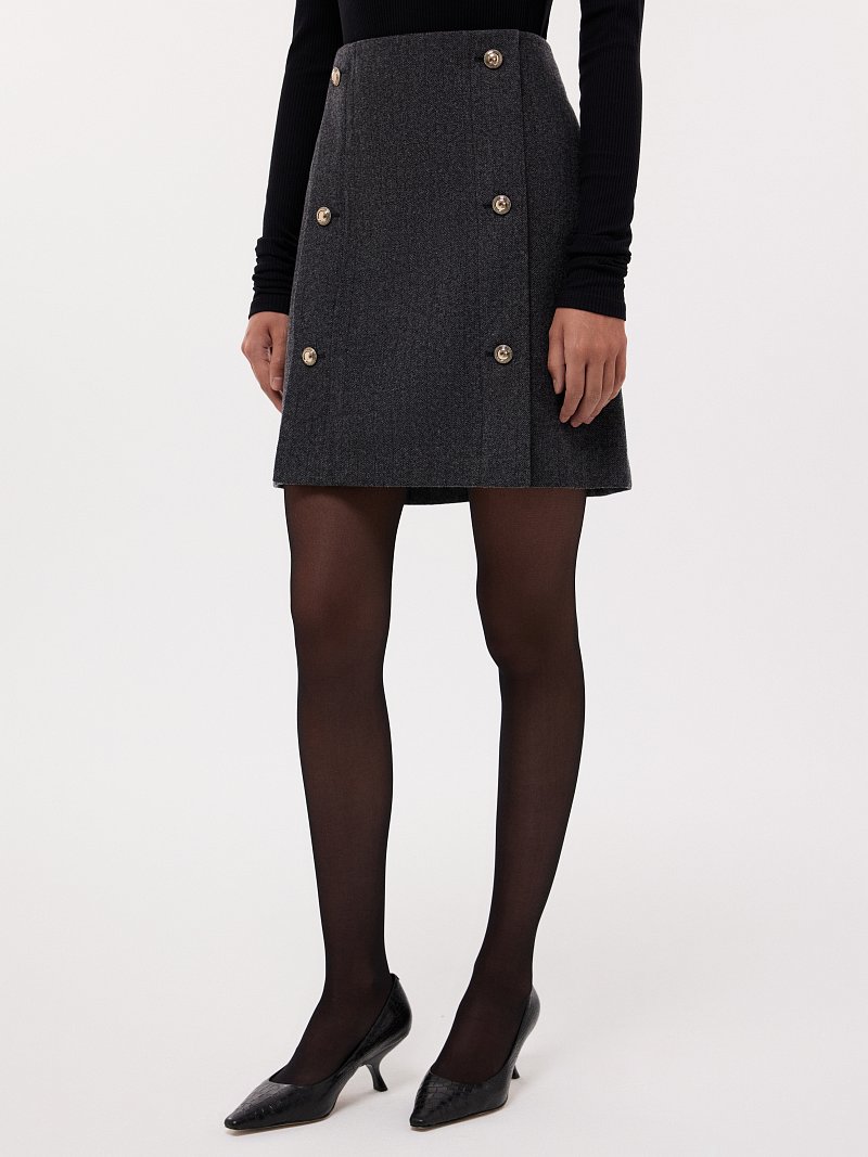 Мини-юбка из шерстяного драпа