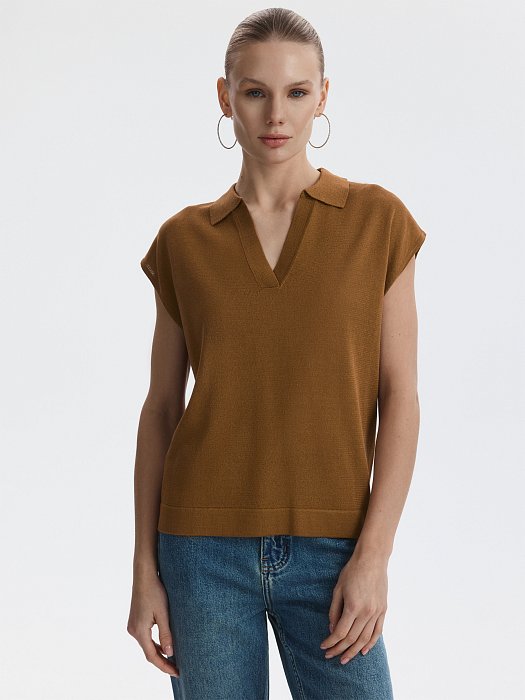 Вязаное поло из вискозы: фото №3