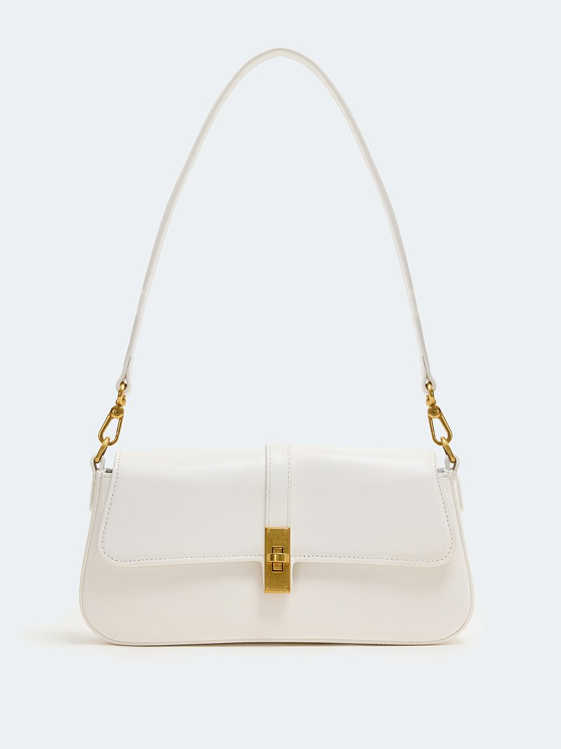 Сумка-багет из натуральной кожи