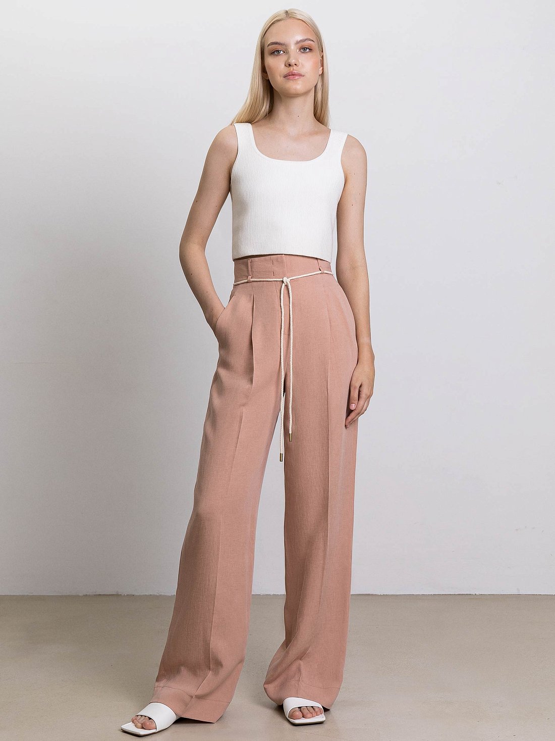 Удлиненные брюки со льном: фото №1