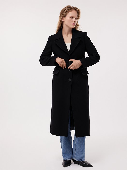 Драповое пальто с поясом (Р158): фото №3