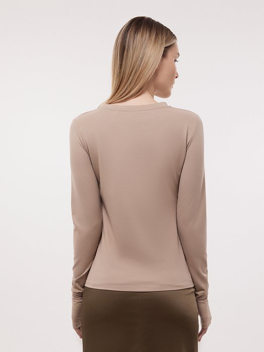 Облегающий лонгслив с вырезом для пальца: фото №5