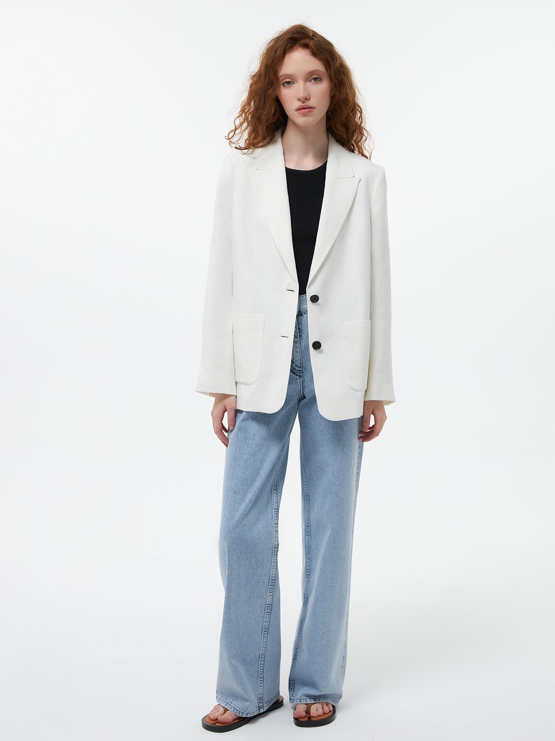 Однобортный жакет со льном (Р158): фото №1