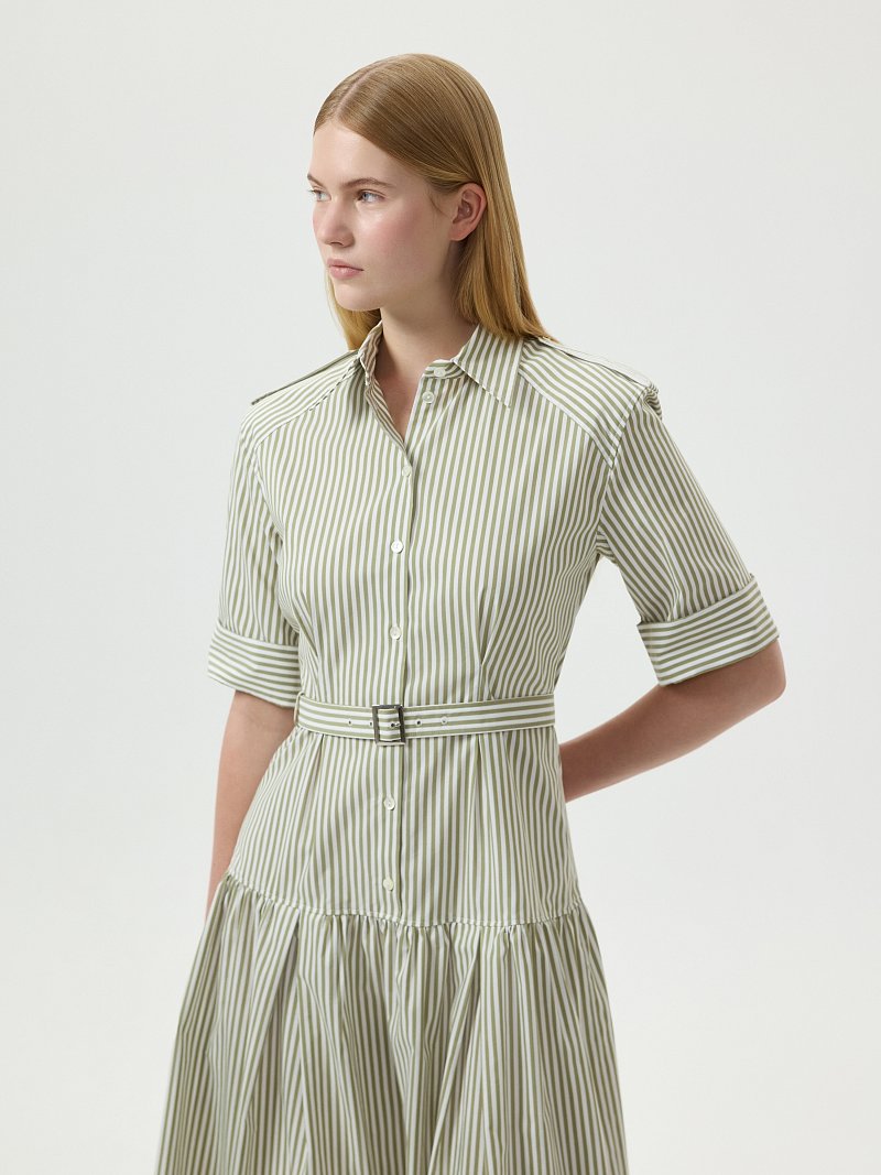 Платье-миди из хлопка в полоску