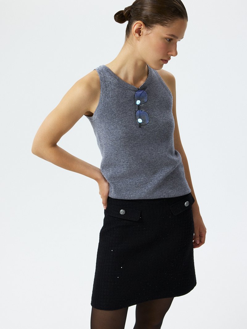 Юбка из твида с пайетками