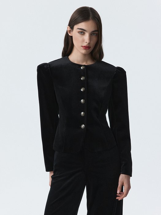 Бархатный жакет со съемным воротником: фото №5