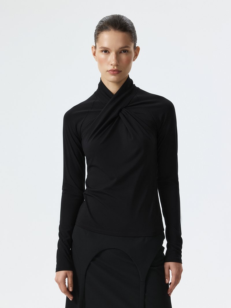 Лонгслив с горловиной на запах