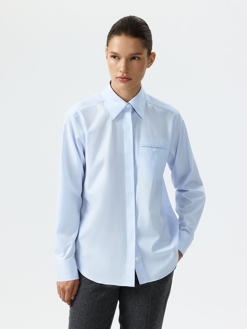 Хлопковая рубашка на потайной застежке