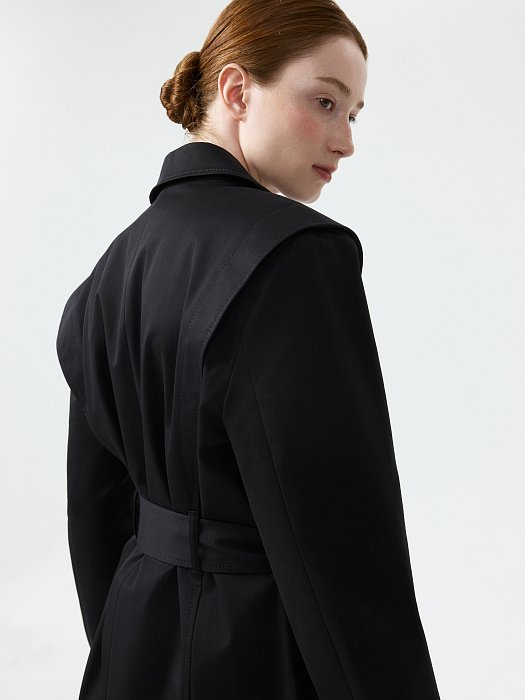 Однобортный плащ из хлопка: фото №3