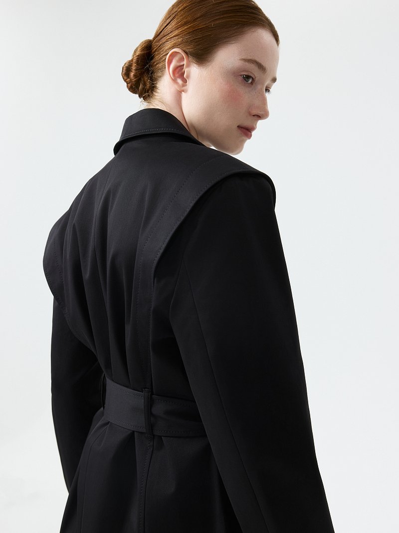 Однобортный плащ из хлопка