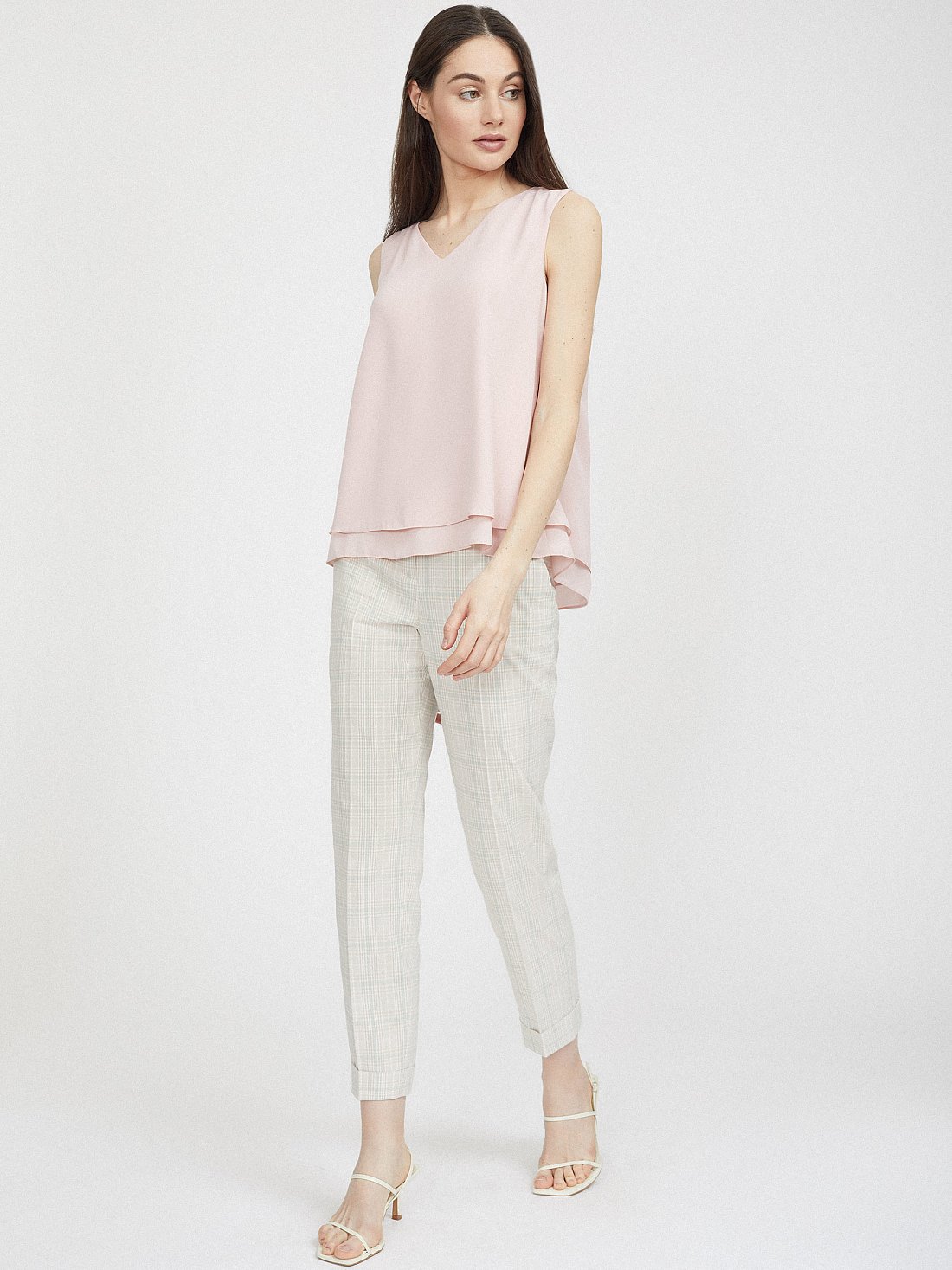 Брюки в клетку из хлопка: фото №1