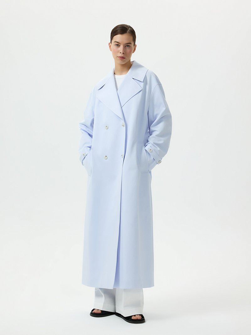 Двубортный тренч из хлопка